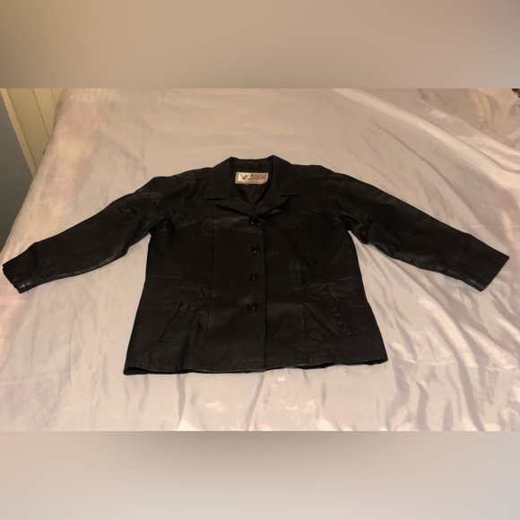 Women's Black Leather Jacket 2XL - Picture 3 of 16
